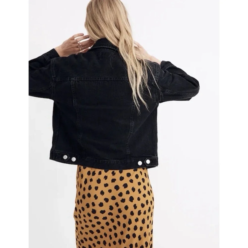 Madewell Size Small Boxy-Crop Denim Jean Jacket Lunar Wash Black Casual Fall 90s